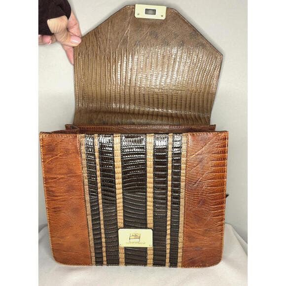 Brahmin Ophelia Rose Brown Black Leather Satchel Purse Crossbody Rose Tassel - Picture 6 of 7